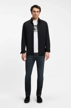 Regular-fit shirt in stretch-cotton dobby