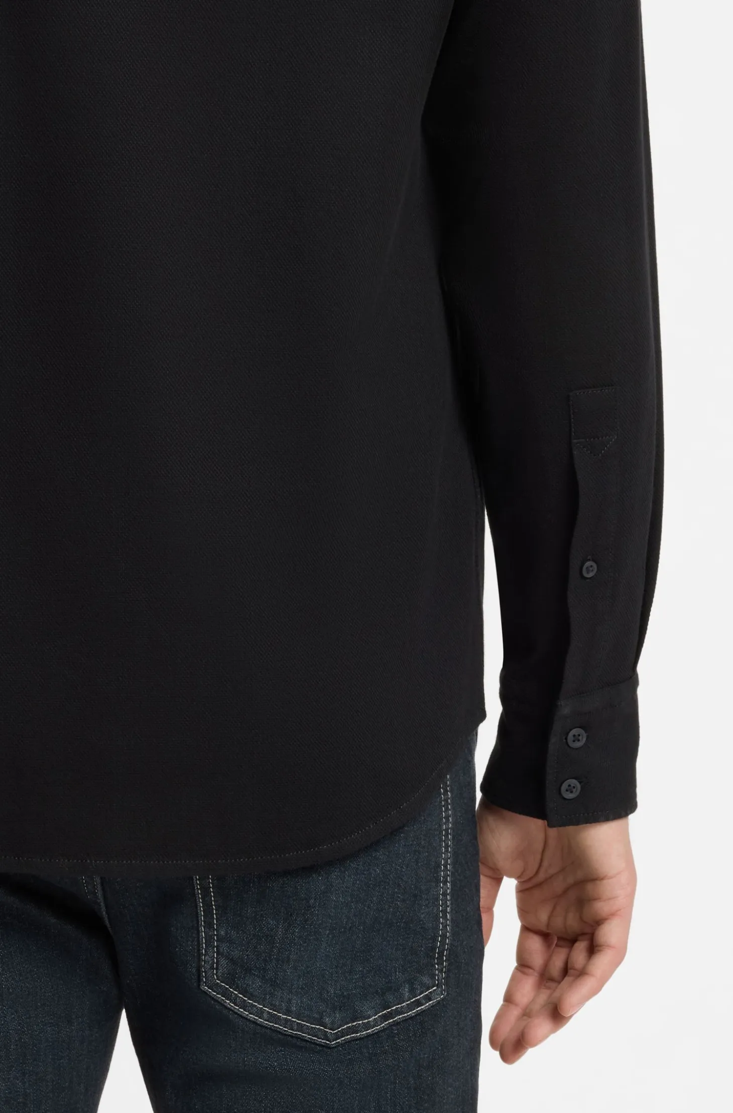Regular-fit shirt in stretch-cotton dobby
