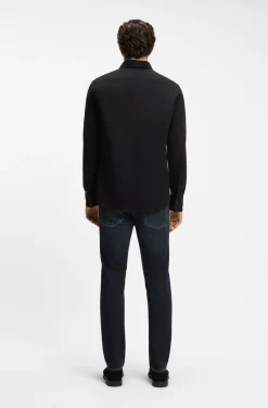 Regular-fit shirt in stretch-cotton dobby