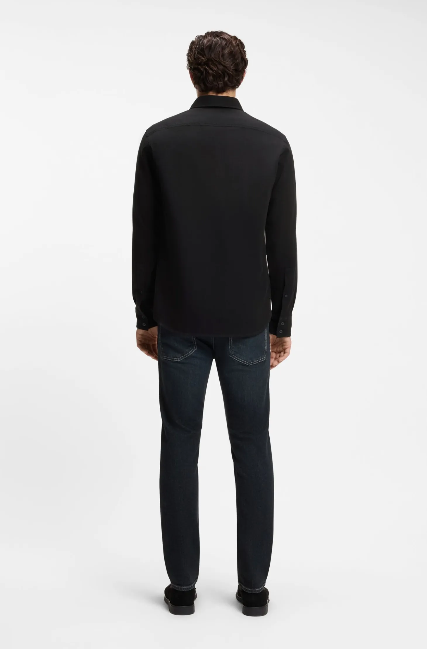 Regular-fit shirt in stretch-cotton dobby