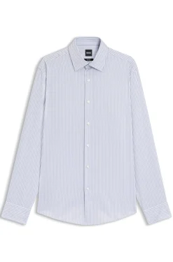 Regular-fit shirt in striped easy-iron cotton