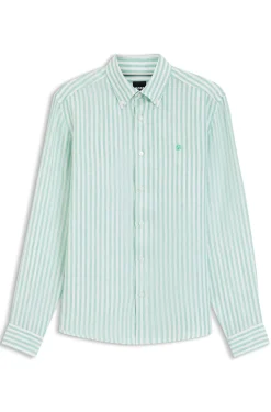 Regular-fit shirt in striped linen