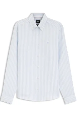 Regular-fit shirt in striped linen