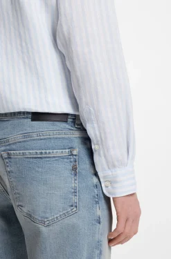 Regular-fit shirt in striped linen