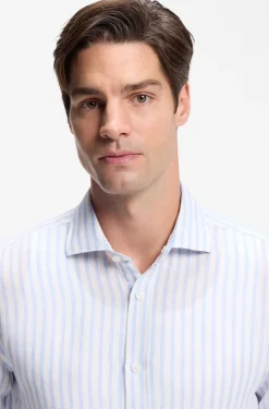 Regular-fit shirt in striped linen