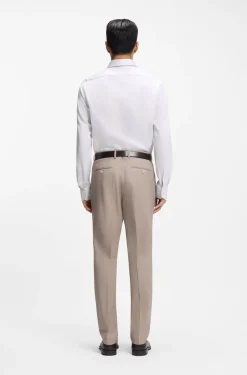Regular-fit shirt in structured Italian-made cotton