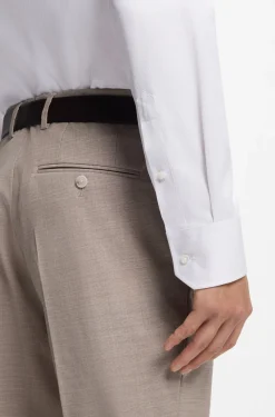 Regular-fit shirt in structured Italian-made cotton