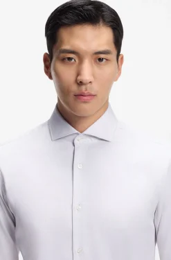 Regular-fit shirt in structured Italian-made cotton