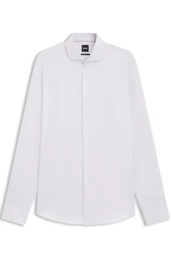 Regular-fit shirt in structured Italian-made cotton