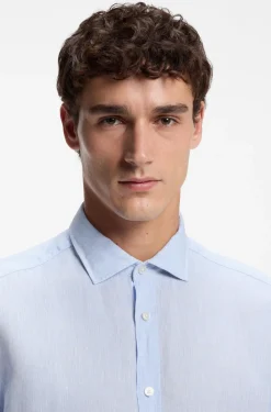 Regular-fit shirt in washed linen
