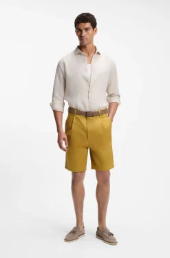 Regular-fit shirt in washed linen