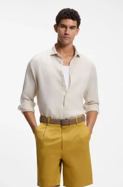 Regular-fit shirt in washed linen