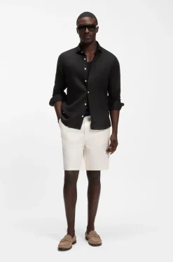 Regular-fit shirt in washed linen