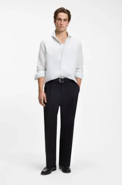 Regular-fit shirt in washed linen