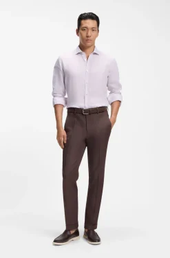 Regular-fit shirt in washed linen