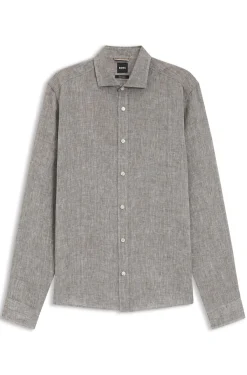 Regular-fit shirt in washed linen