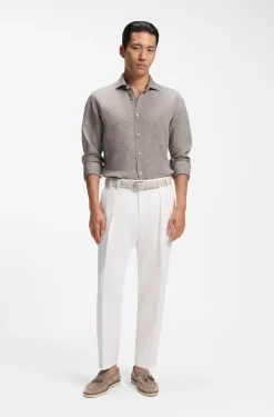 Regular-fit shirt in washed linen