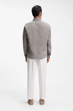 Regular-fit shirt in washed linen