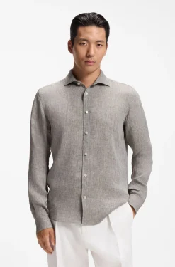 Regular-fit shirt in washed linen