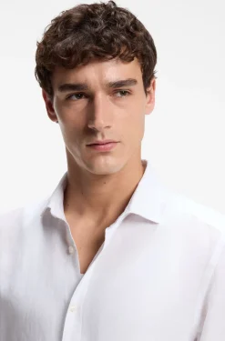 Regular-fit shirt in washed linen