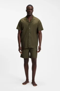 Regular-fit short pyjama set in stretch poplin