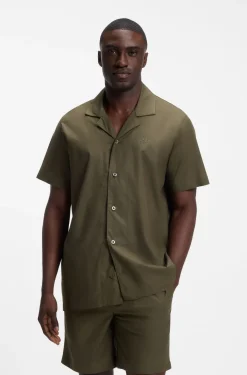 Regular-fit short pyjama set in stretch poplin