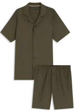Regular-fit short pyjama set in stretch poplin
