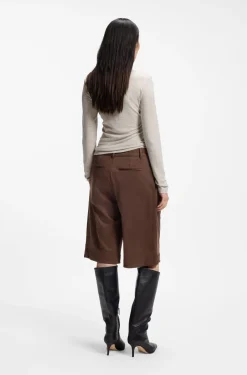 Regular-fit shorts in faux suede with front pleats