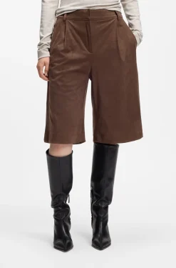 Regular-fit shorts in faux suede with front pleats