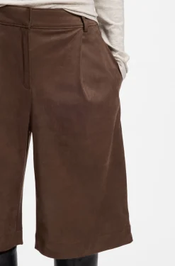 Regular-fit shorts in faux suede with front pleats