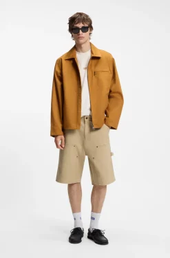 Regular-fit shorts in stretch-cotton canvas