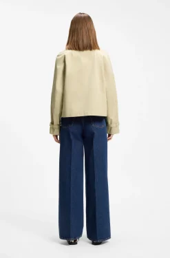 Regular-fit short trench coat in cotton