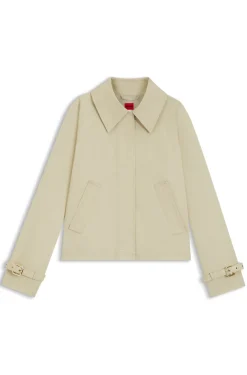 Regular-fit short trench coat in cotton