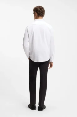 Regular-fit stretch jersey shirt with logo
