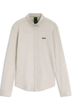 Regular-fit stretch jersey shirt with logo
