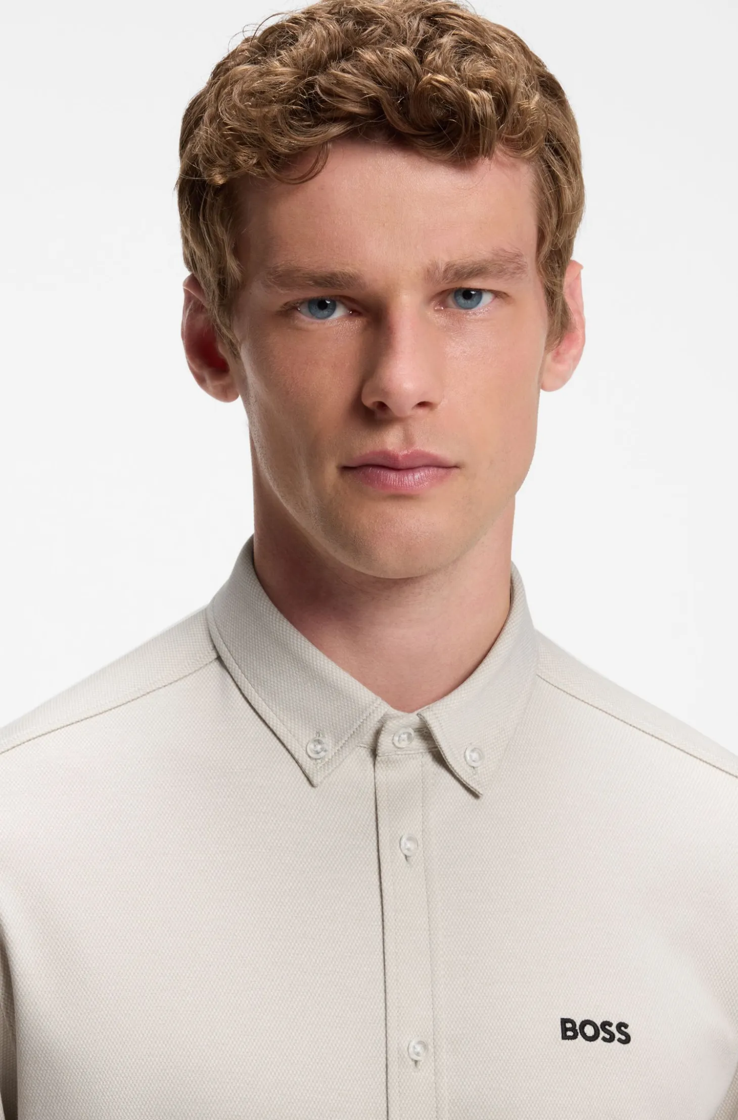 Regular-fit stretch jersey shirt with logo