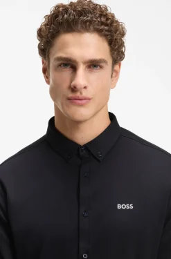 Regular-fit stretch jersey shirt with logo