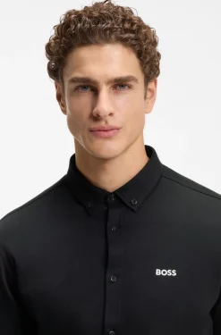 Regular-fit stretch jersey shirt with logo