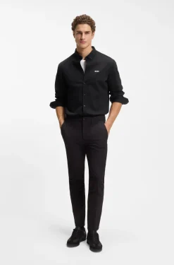 Regular-fit stretch jersey shirt with logo