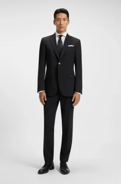 Regular-fit stretch-twill formal business shirt