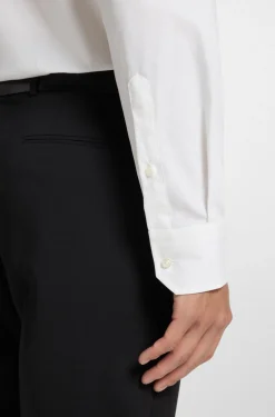 Regular-fit stretch-twill formal business shirt