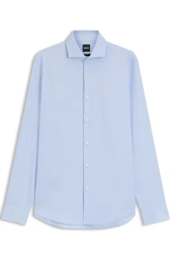 Regular-fit stretch-twill formal business shirt