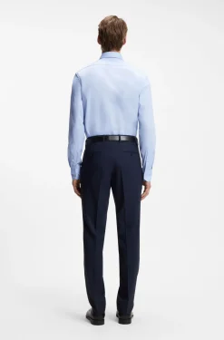 Regular-fit stretch-twill formal business shirt