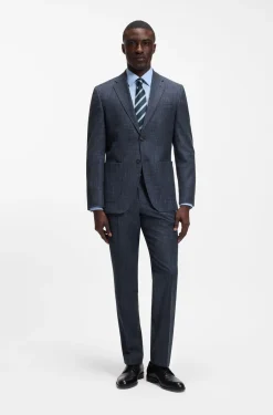 Regular-fit suit jacket in a patterned wool blend