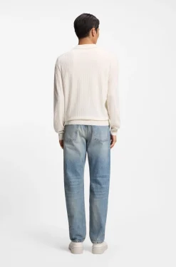 Regular-fit sweater in jacquard-knitted silk