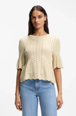 Regular-fit sweater with open-knit structure
