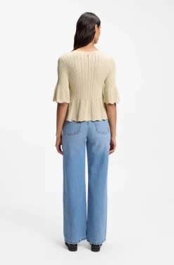 Regular-fit sweater with open-knit structure