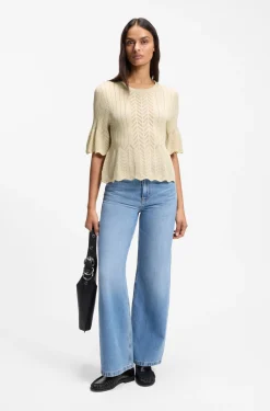 Regular-fit sweater with open-knit structure