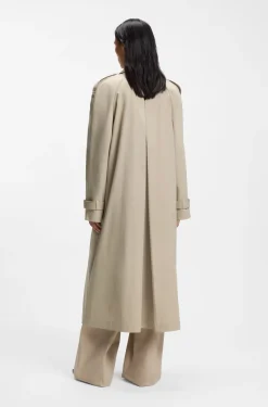 Regular-fit trench coat in stretch cotton