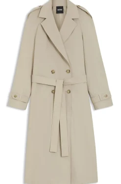 Regular-fit trench coat in stretch cotton